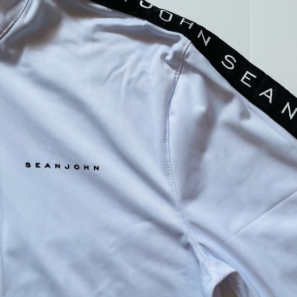 SEAN JOHN Mens Large Track Jacket White Full Zip Long Sleeve High Neck NWT - Picture 3 of 7